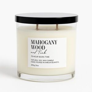Mahogany Wood 9oz Candle- with rich earthy notes of‎ Teak and Mahogany